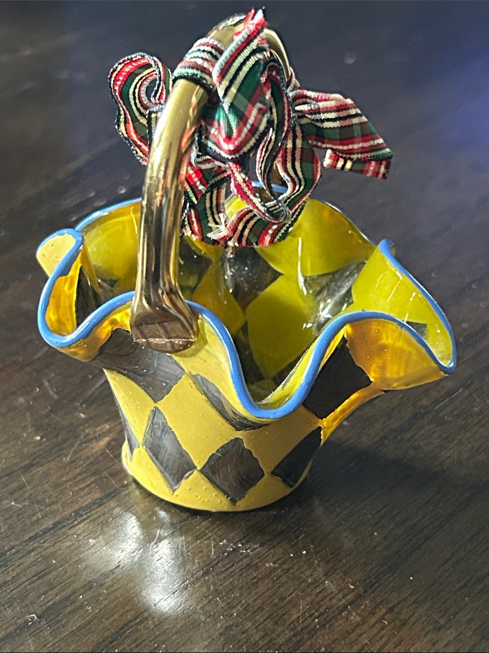 Mackenzie Childs Harlequin small crystal basket